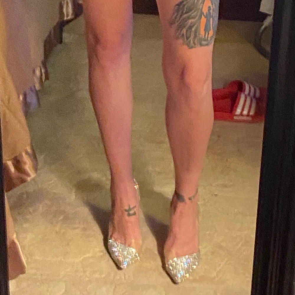 Steve Madden Silver Peekaboo Stiletto Heels - Picture 11 of 11